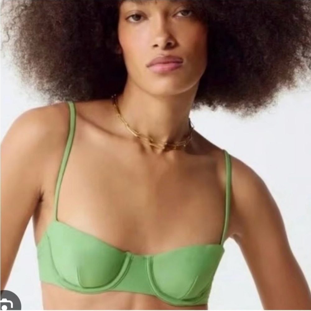 J.Crew Green Balconette Swimsuit Bikini Top